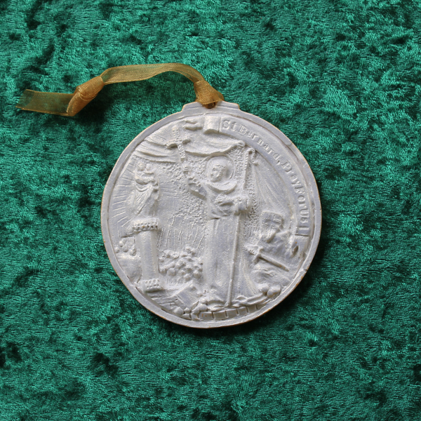 Golden White Saint Bernard of Clairvaux Ornament