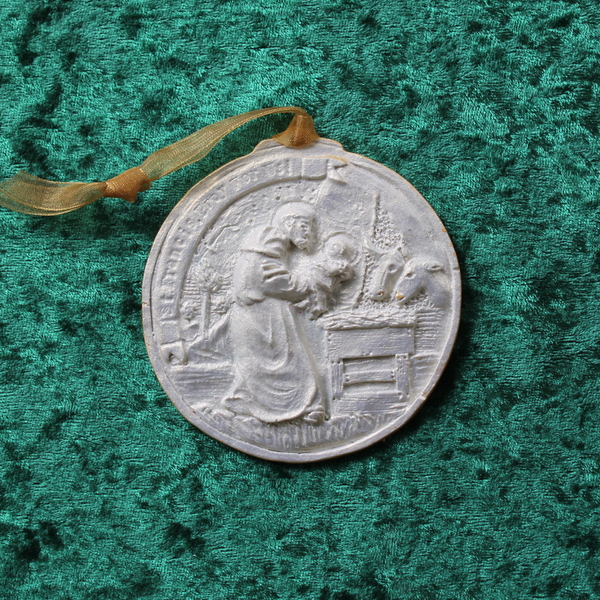 Golden White Saint Francis of Assisi Ornament