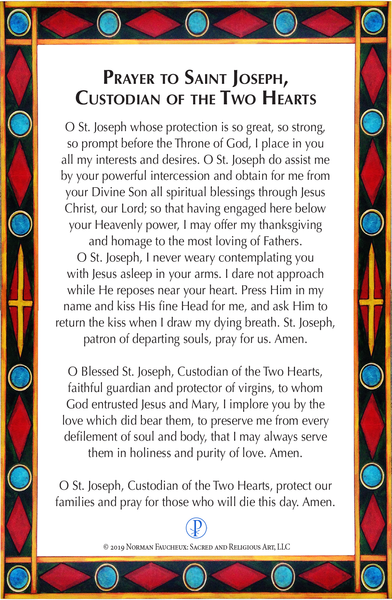 Prayer Card - Saint Joseph, Custodian of the Two Hearts
