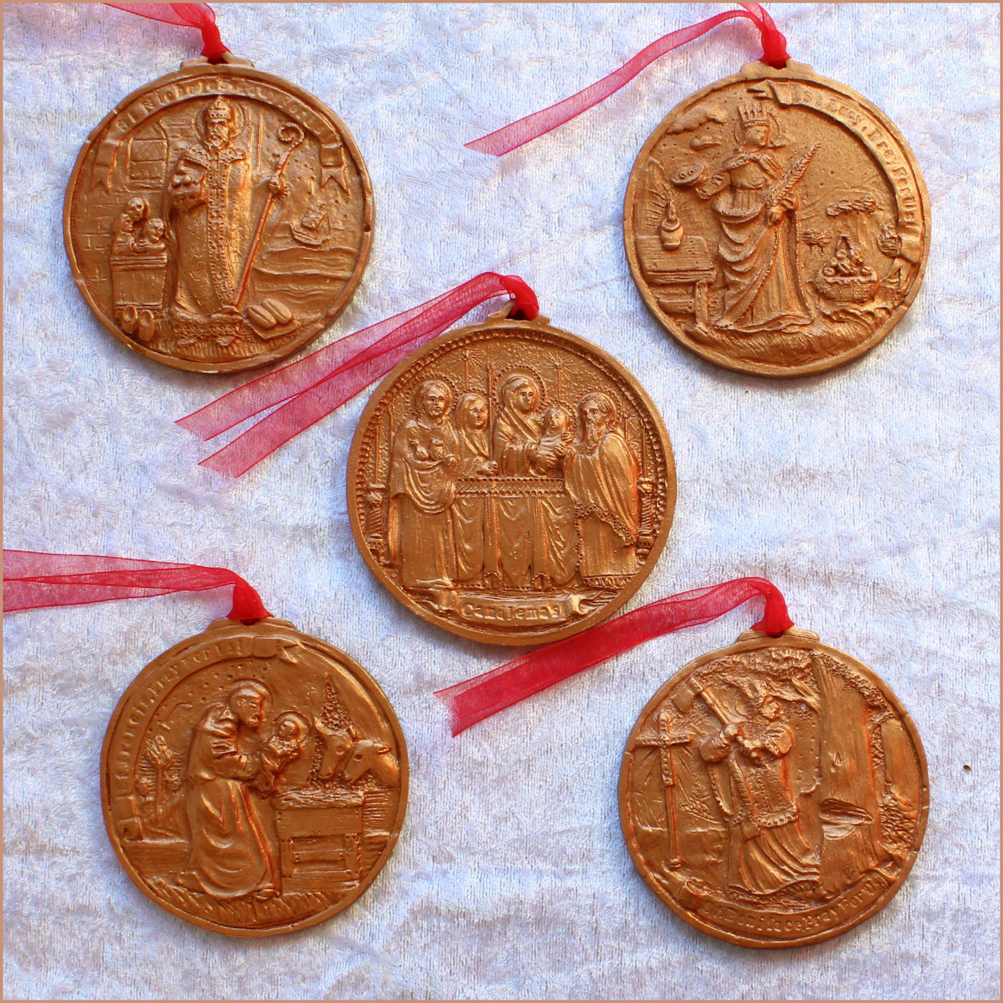 **NEW** 2024 Copper Bronze Set of 5 Christmas Traditions Ornaments