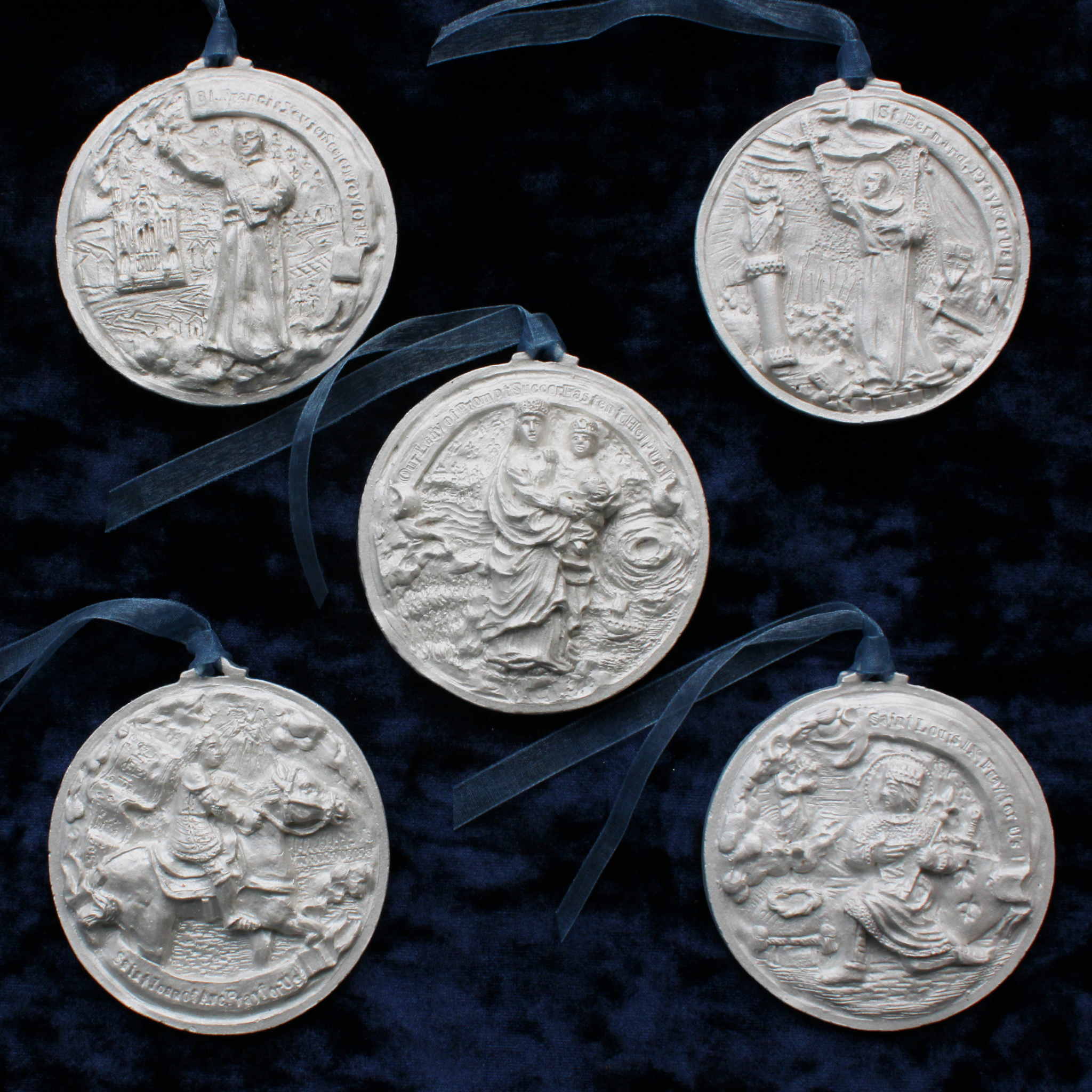 **NEW** 2024 Silvery White Set of 5 Louisiana Saints Ornaments