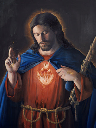 Canvas - Sacred Heart of Jesus Blue